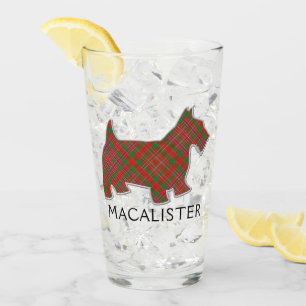 Clan MacAlister Tartan Scottie Dog Glass