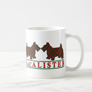 Clan MacAlister Tartan Scottish Scottie Dogs Coffee Mug