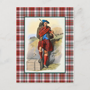 Clan MacAlister Vintage Illustration Tartan Frame Postcard