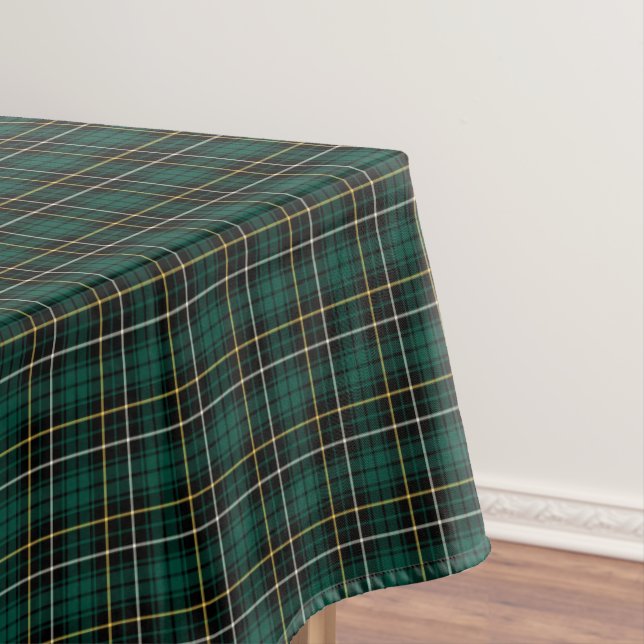 Clan MacAlpine Dark Green Scottish Tartan Tablecloth (In Situ)