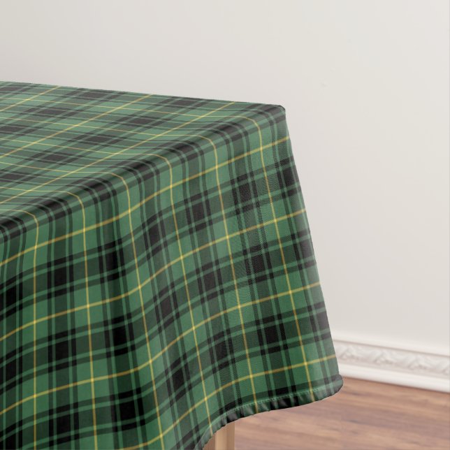 Clan MacArthur Black and Green Scottish Tartan Tablecloth (In Situ)