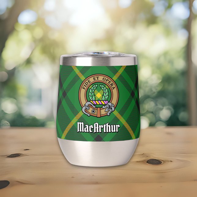 Clan MacArthur Crest over Tartan (Creator Uploaded)