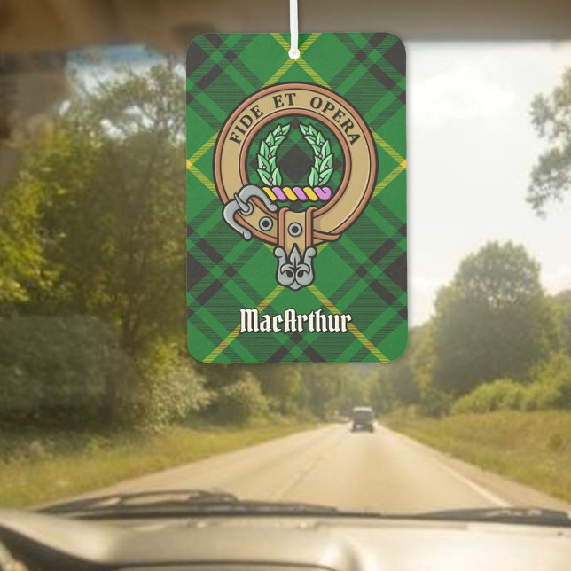 Clan MacArthur Crest over Tartan Car Air Freshener (Creator Uploaded)