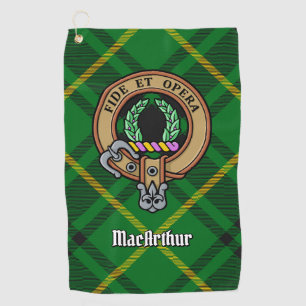 Clan MacArthur Crest over Tartan Golf Towel
