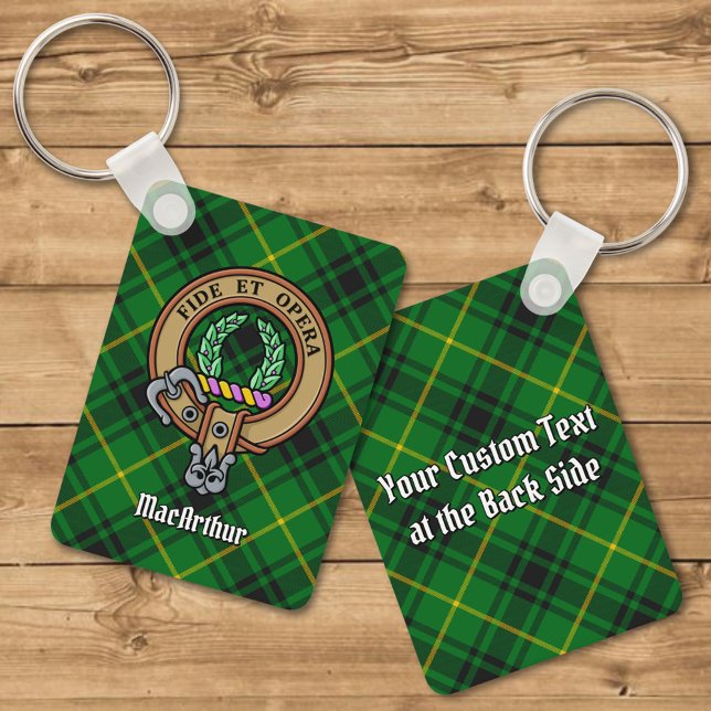 Clan MacArthur Crest over Tartan Key Ring (Creator Uploaded)