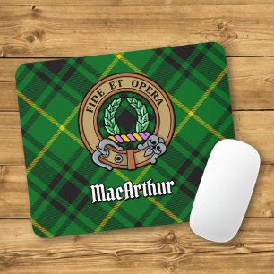 Clan MacArthur Crest over Tartan Mouse Mat