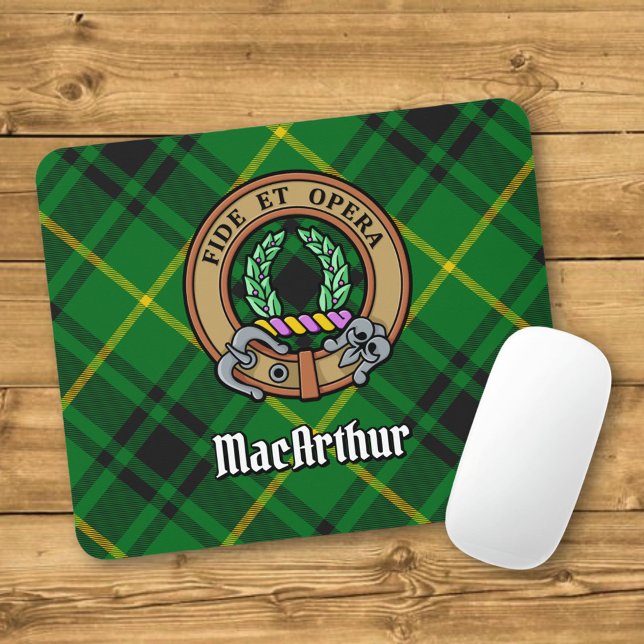 Clan MacArthur Crest over Tartan Mouse Mat (Creator Uploaded)