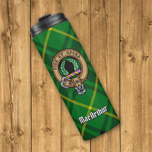 Clan MacArthur Crest over Tartan Thermal Tumbler