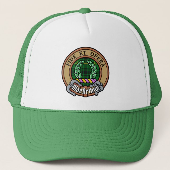 Clan MacArthur Crest over Tartan Trucker Hat (Front)