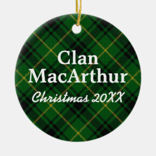 Clan MacArthur Scottish Tartan Ceramic Tree Decoration