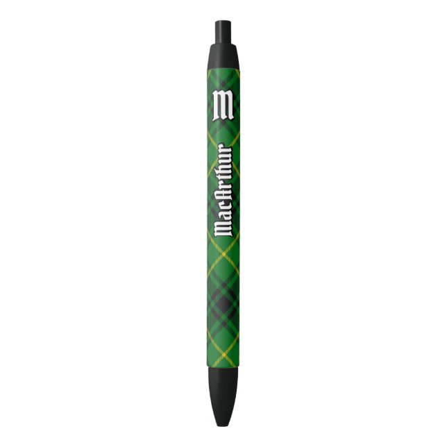 Clan MacArthur Tartan Black Ink Pen (Front Vertical)