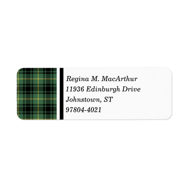 Clan MacArthur Tartan Green Plaid (Front)
