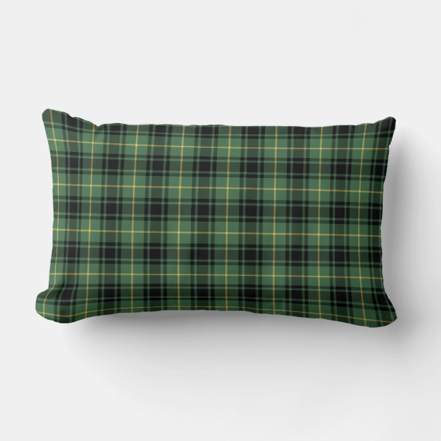 Clan MacArthur Tartan Green Plaid Lumbar Cushion (Front)