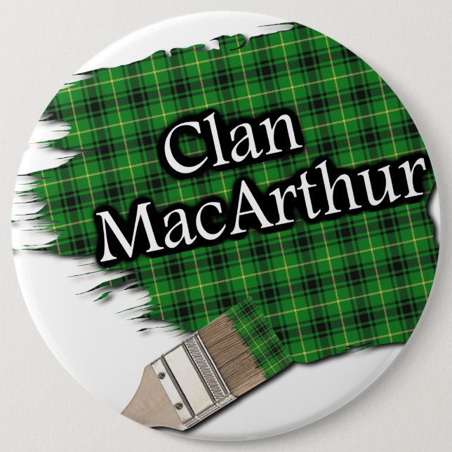Clan MacArthur Tartan Paint Brush 6 Cm Round Badge (Front)