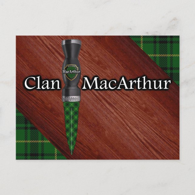 Clan MacArthur Tartan Sgian Dubh Blade Postcard (Front)