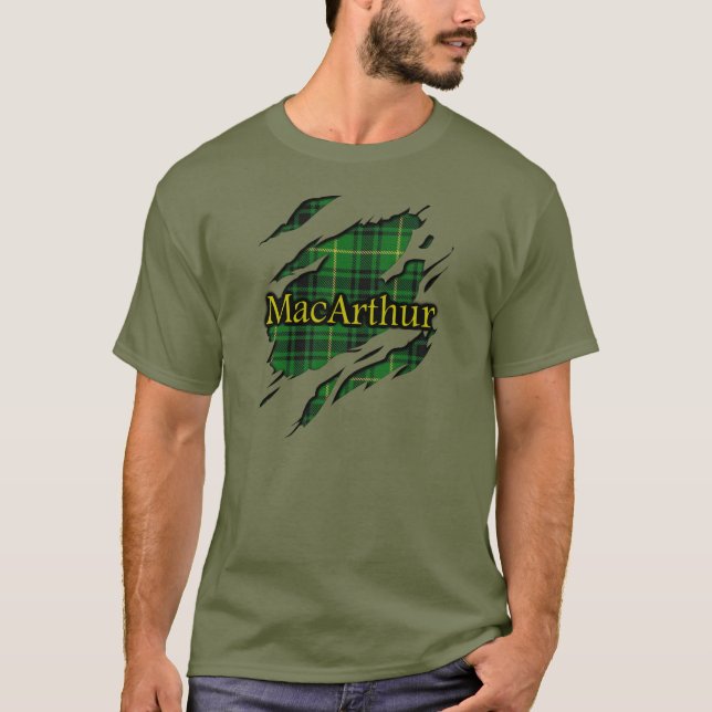 Clan MacArthur Tartan Torn Shirt Effect (Front)