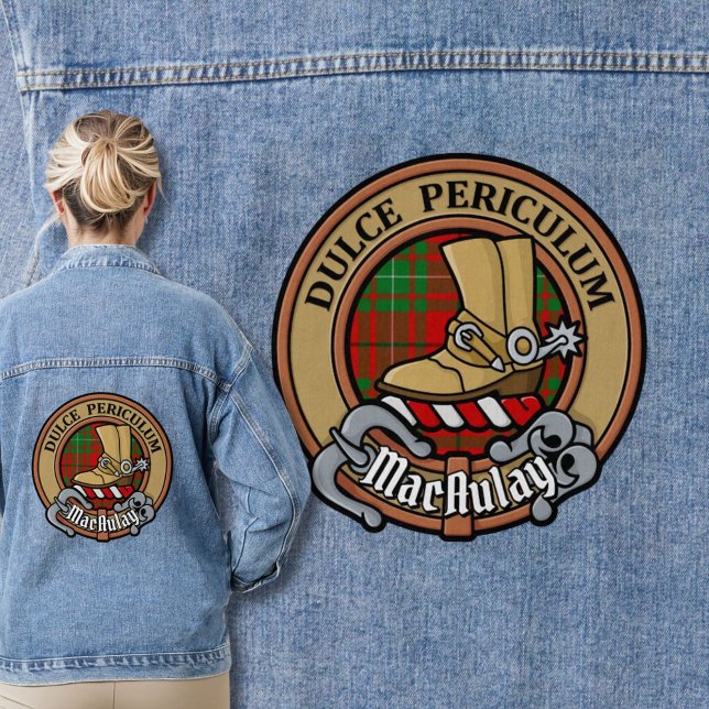 Clan MacAulay Crest over Tartan Denim Jacket (Creator Uploaded)