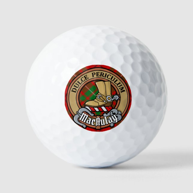 Clan MacAulay Crest over Tartan Golf Balls (Front)