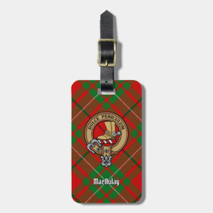 Clan MacAulay Crest over Tartan Luggage Tag