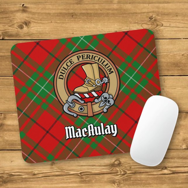 Clan MacAulay Crest over Tartan Mouse Mat (Creator Uploaded)