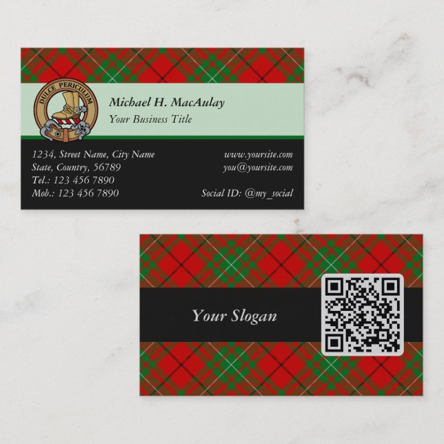 Clan MacAulay Tartan Business Card (Front/Back)