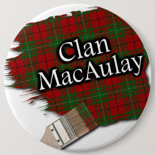 Clan MacAulay Tartan Paint Brush 6 Cm Round Badge