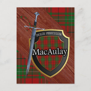 Clan MacAulay Tartan Sword & Shield Postcard