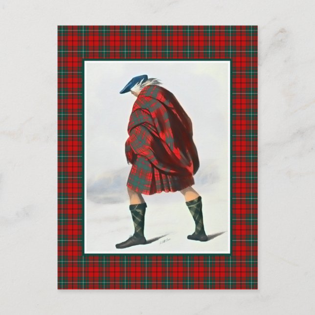 Clan MacAulay Vintage Illustration Tartan Frame Postcard (Front)