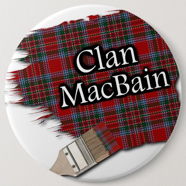 Clan MacBain Tartan Paint Brush 6 Cm Round Badge (Front)