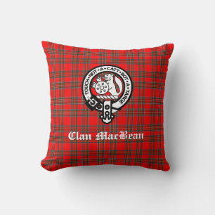 Clan MacBean Crest Badge & Tartan Cushion