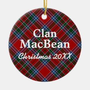 Clan MacBean Scottish Tartan Ceramic Tree Decoration