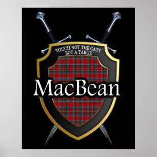 Clan MacBean Tartan Scottish Shield & Swords Poster