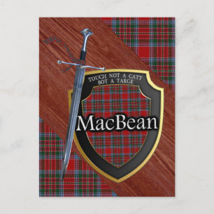 Clan MacBean Tartan Sword & Shield Postcard
