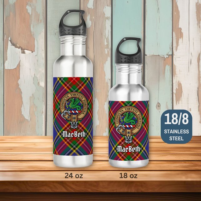 Clan MacBeth Crest over Tartan 710 Ml Water Bottle (Creator Uploaded)
