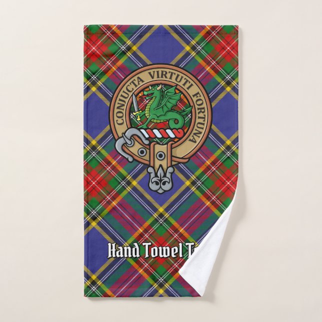 Clan MacBeth Crest over Tartan Bath Towel Set (Hand Towel)