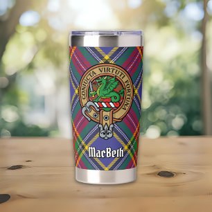 Clan MacBeth Crest over Tartan Insulated Tumbler