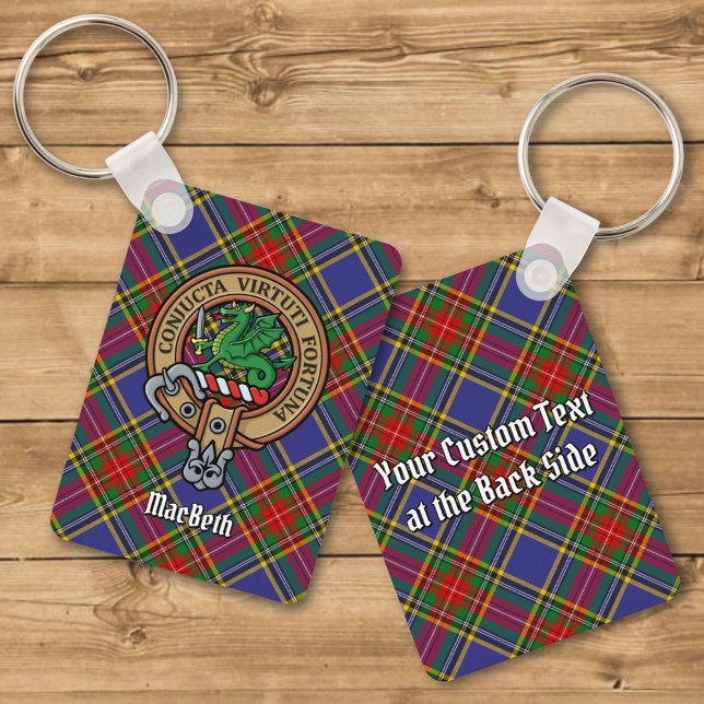 Clan MacBeth Crest over Tartan Keychain (Creator Uploaded)