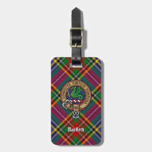 Clan MacBeth Crest over Tartan Luggage Tag