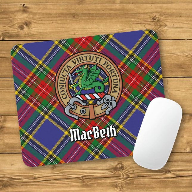 Clan MacBeth Crest over Tartan Mouse Mat (Creator Uploaded)