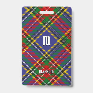 Clan MacBeth Tartan Badge ID Badge