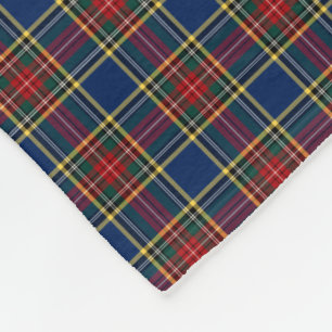 Clan MacBeth Tartan Blue and Red Plaid Fleece Blanket