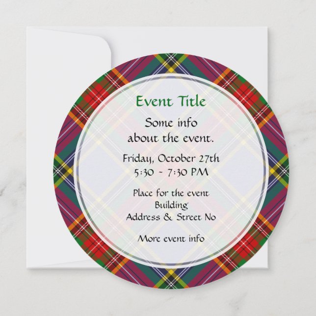 Clan MacBeth Tartan Invitation (Back)