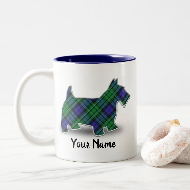 Clan MacCallum Tartan Scottish Terrier Two-Tone Coffee Mug (With Donut)