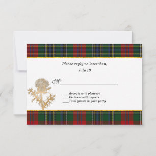 Clan MacClain Tartan Thistle Wedding RSVP Card