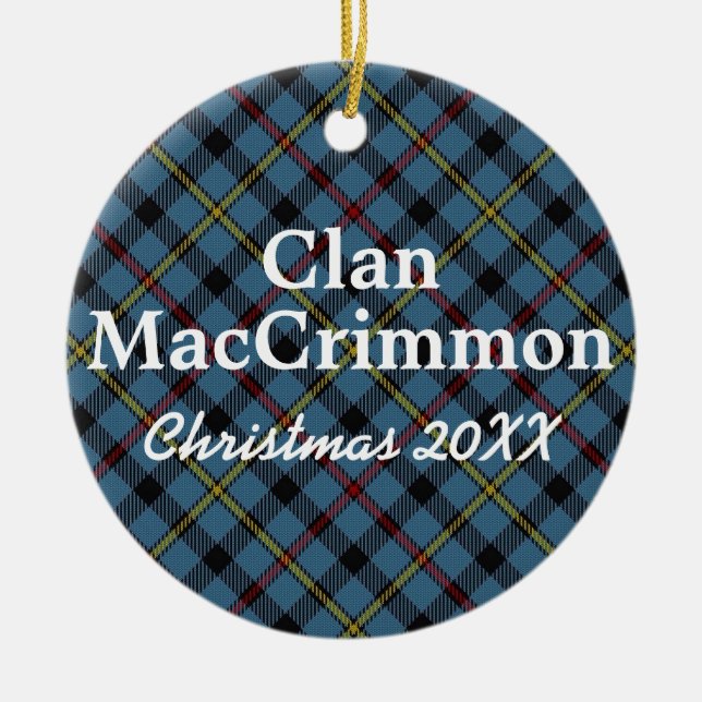Clan MacCrimmon Scottish Tartan Ceramic Tree Decoration (Front)