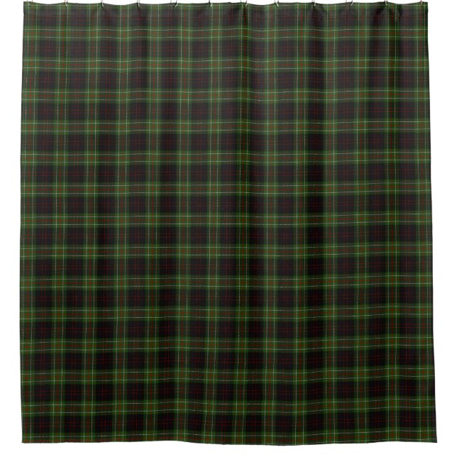 Clan MacDiarmid Green Black Red Tartan Shower Curtain (Front)