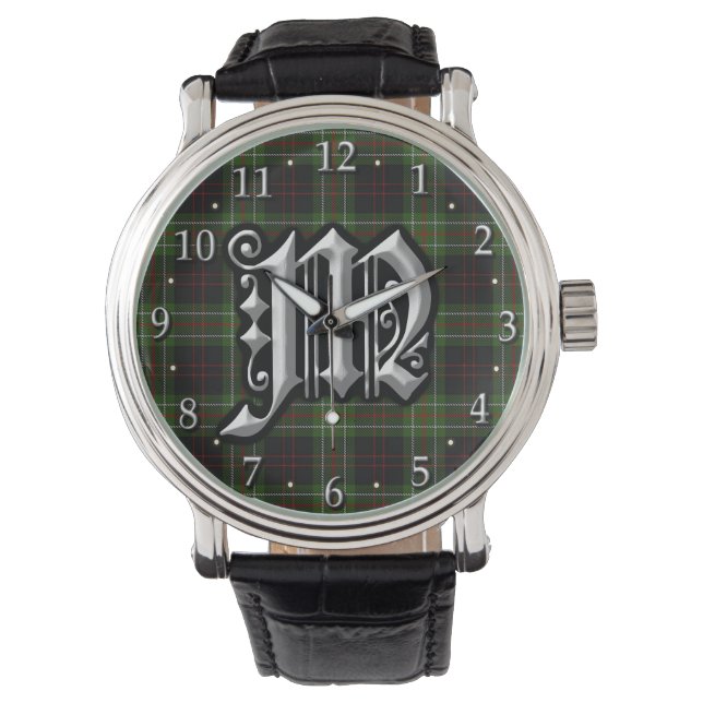 Clan MacDiarmid Letter M Monogram Hunting Tartan Watch (Front)