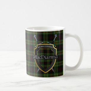 Clan MacDiarmid Tartan Shield Crossed Swords Coffee Mug