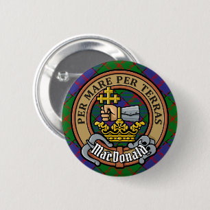 Clan MacDonald Crest over Tartan 6 Cm Round Badge