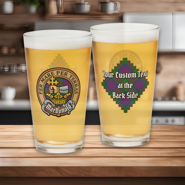 Clan MacDonald Crest over Tartan Glass (Creator Uploaded)